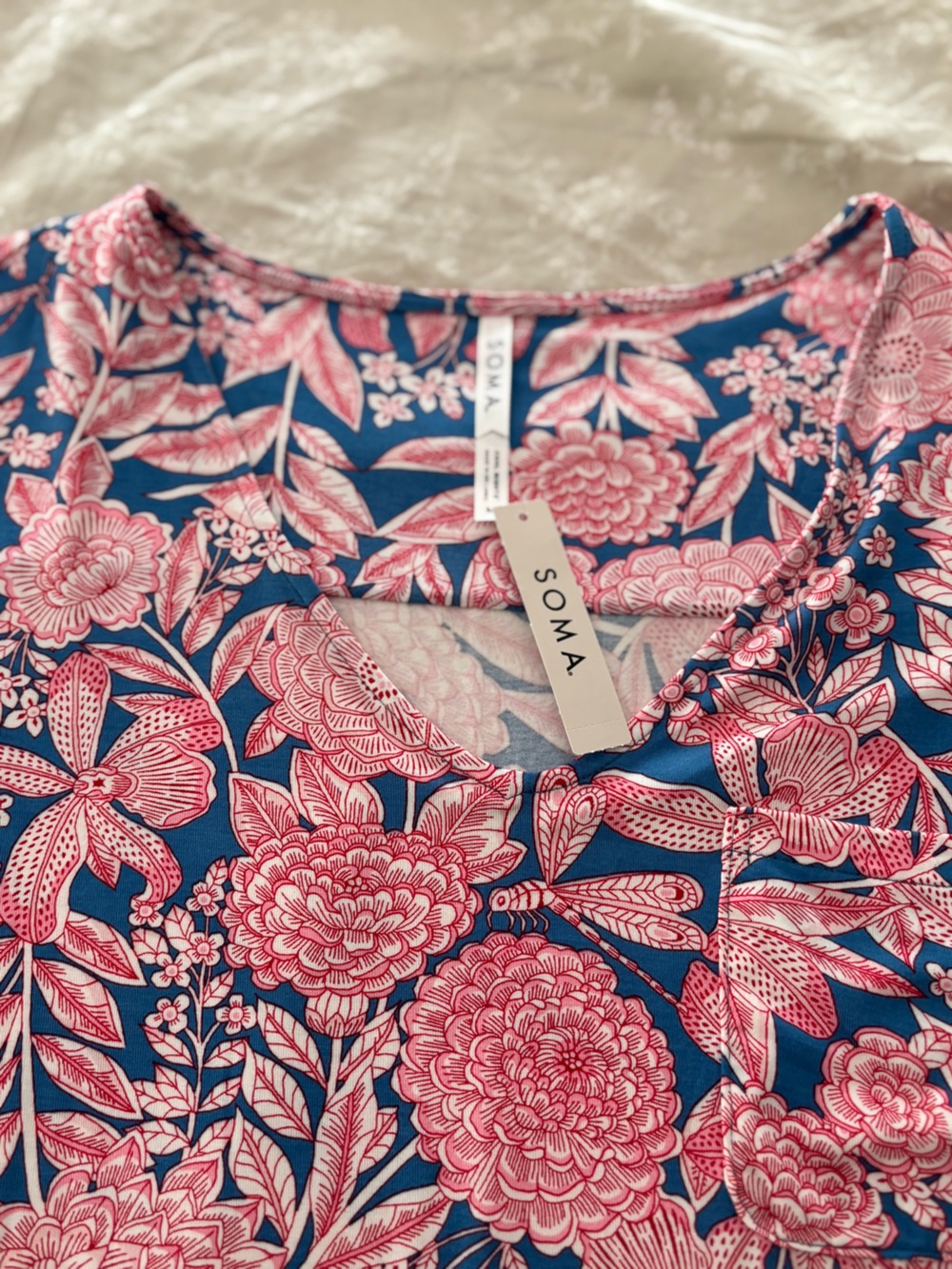 Soma Sunset Botanical Blue Night Shirt